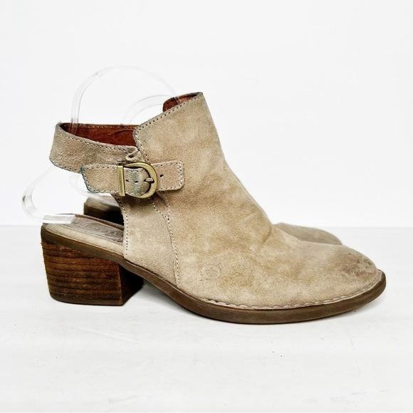 Born Margrit Ankle Slingback Tan Suede Booties Size 7.5 Women’s - Picture 1 of 5